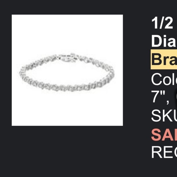 1/2 C diamond bracelet 7” - Picture 1 of 1